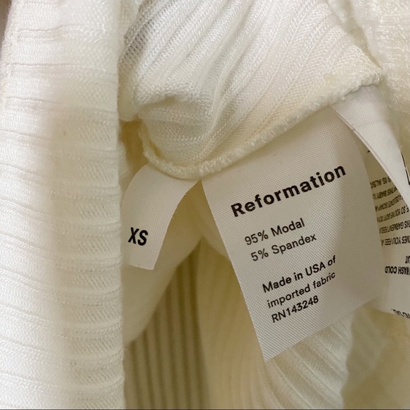 Reformation Granada Ribbed Ruffled White Mini Dress - Picture 9 of 12